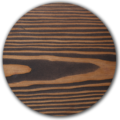 Douglasie-Holzboden, Oberfläche Öl Schwarz, tiefdunkler Ton der Douglasie mit markanter Maserung.