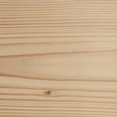 Nahaufnahme einer Douglasie Holzoberflaeche mit sichtbarer Maserung, Ast und leichter Bürstung.