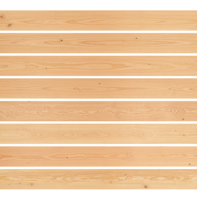 Mehrere horizontale Dielen mit sichtbarer Maserung und einzelnen Ästen.