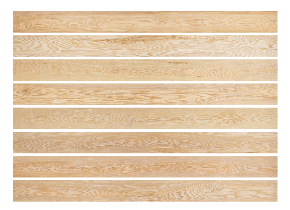 Mehrere horizontale Dielen mit sichtbarer Maserung und einzelnen Ästen.