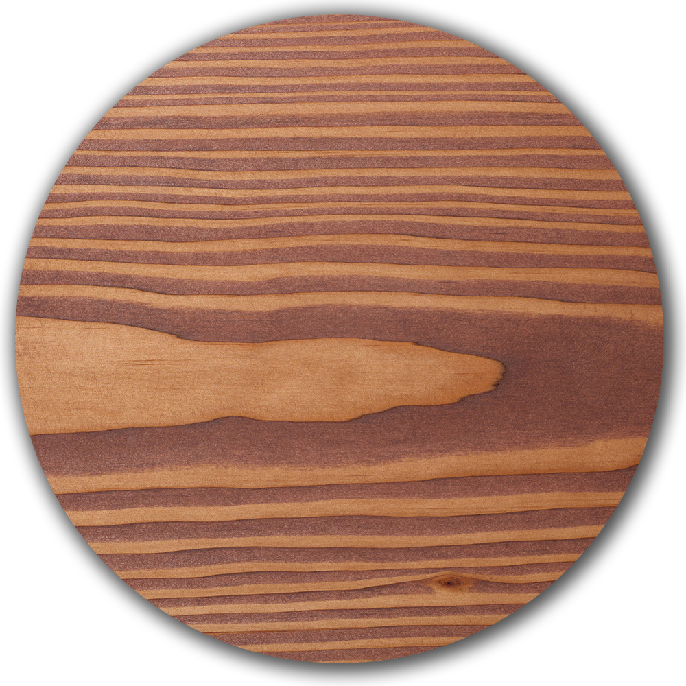 Parquet en Douglas, surface huile chocolat, teinte brun chaud du Douglas avec un veinage prononcé.