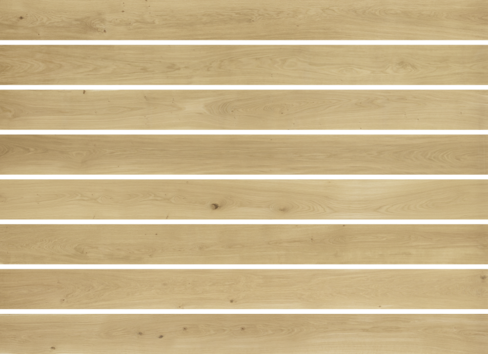 Plusieurs lames horizontales avec veinage visible et quelques noeuds.