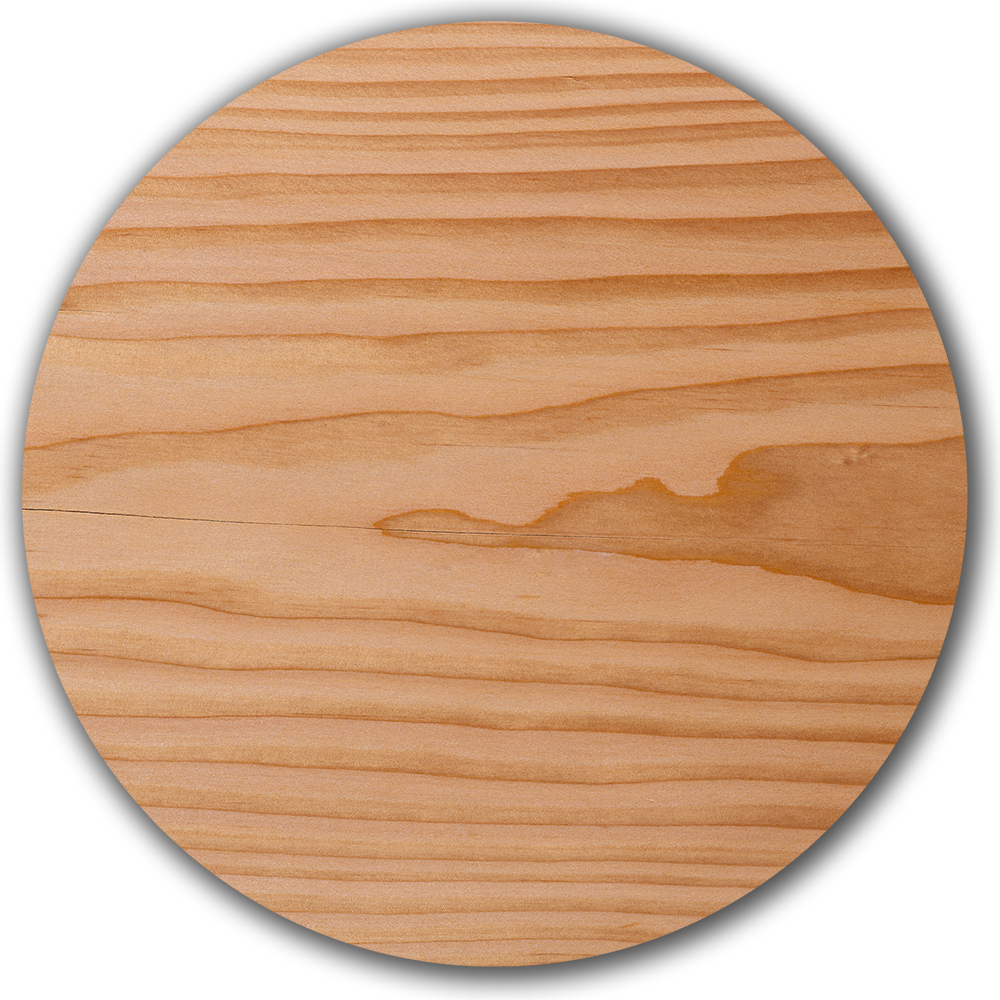 Plancher en Douglas, finition huile naturelle, ton rougeâtre chaleureux du Douglas avec veinage caractéristique